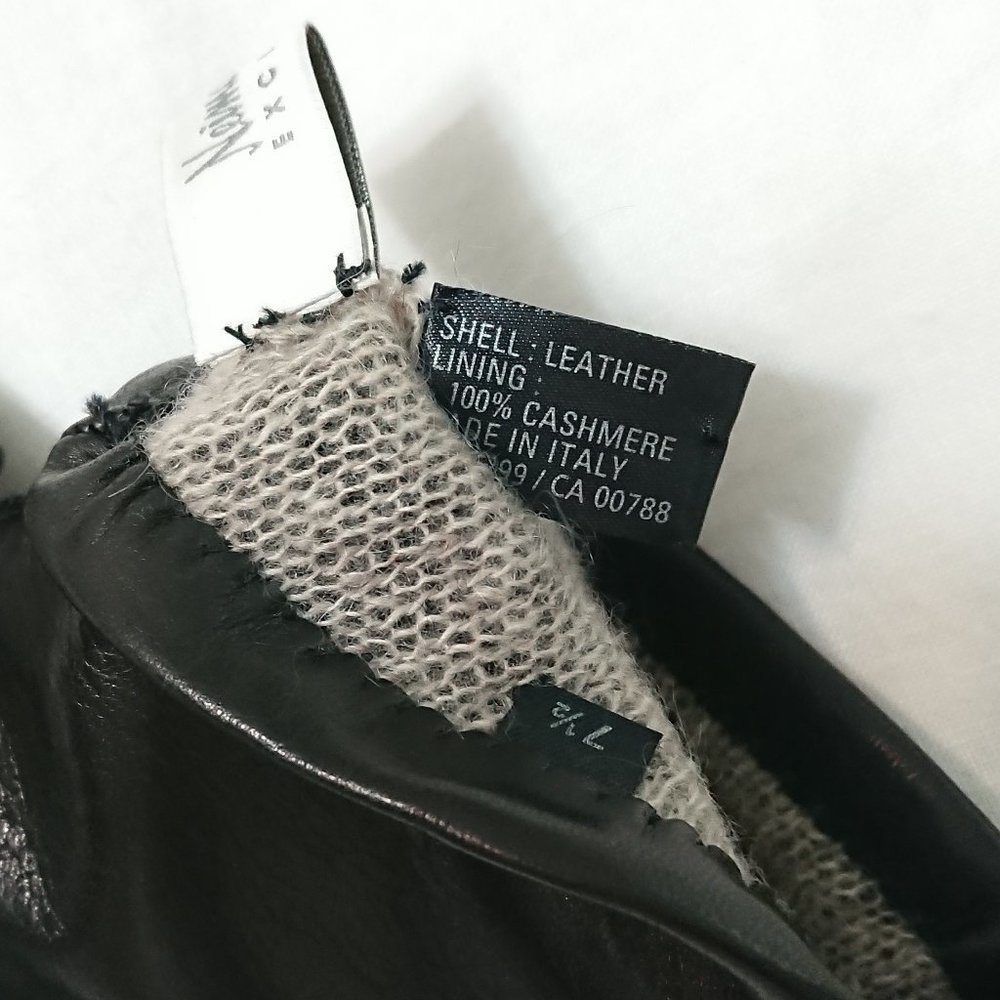 Neiman Marcus calfskin leather cashmere lined black NWOT - Picture 3 of 4
